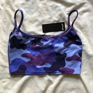NWT NASTY GAL BLUE CAMO CROP TANK TOP